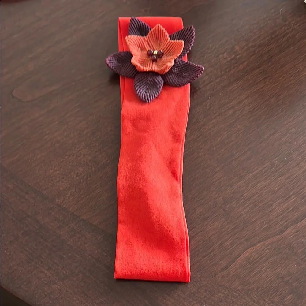 Red Headband with Floral Accent